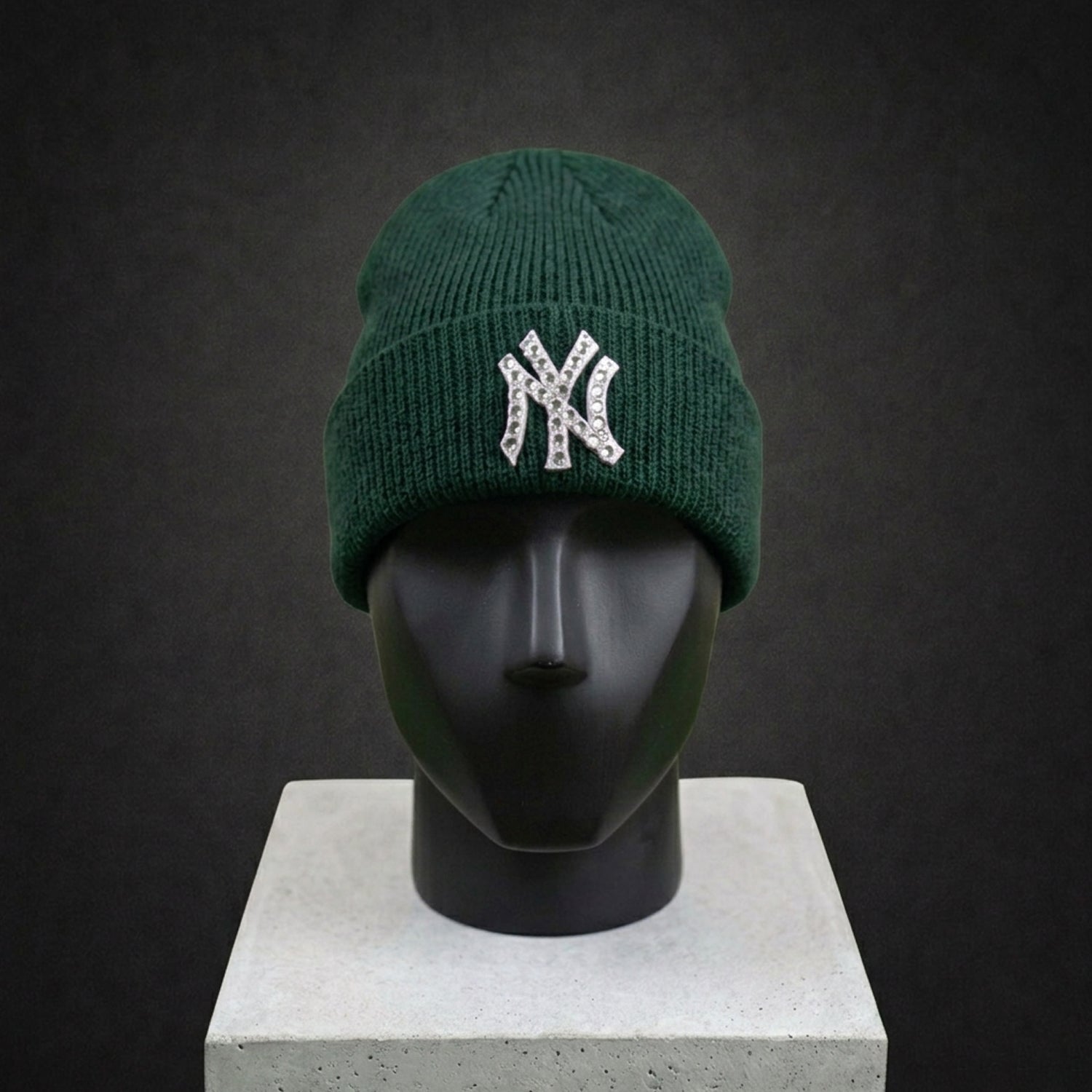 New York Yankees Rhinestone Green Beanie Cap