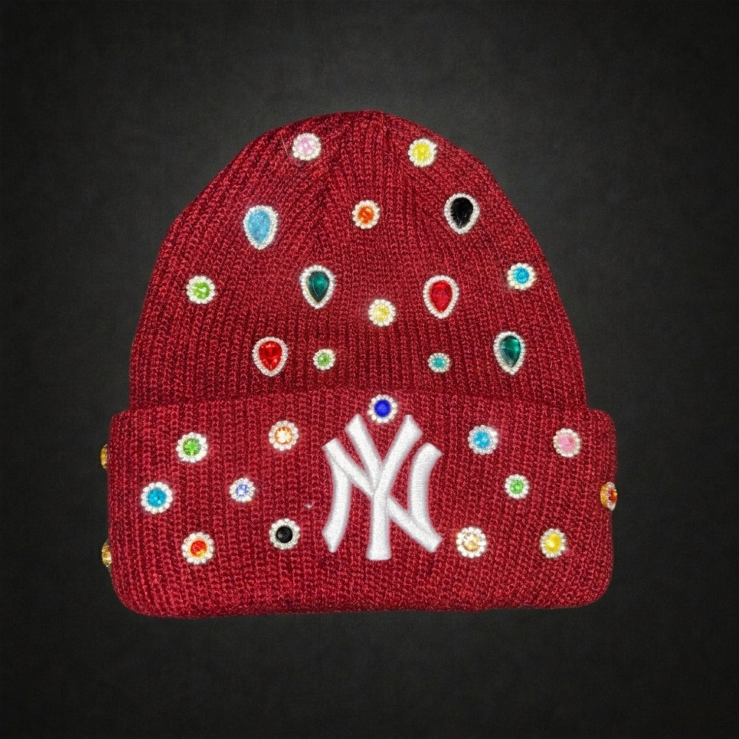 New York Yankees Rhinestone Red Beanie Cap