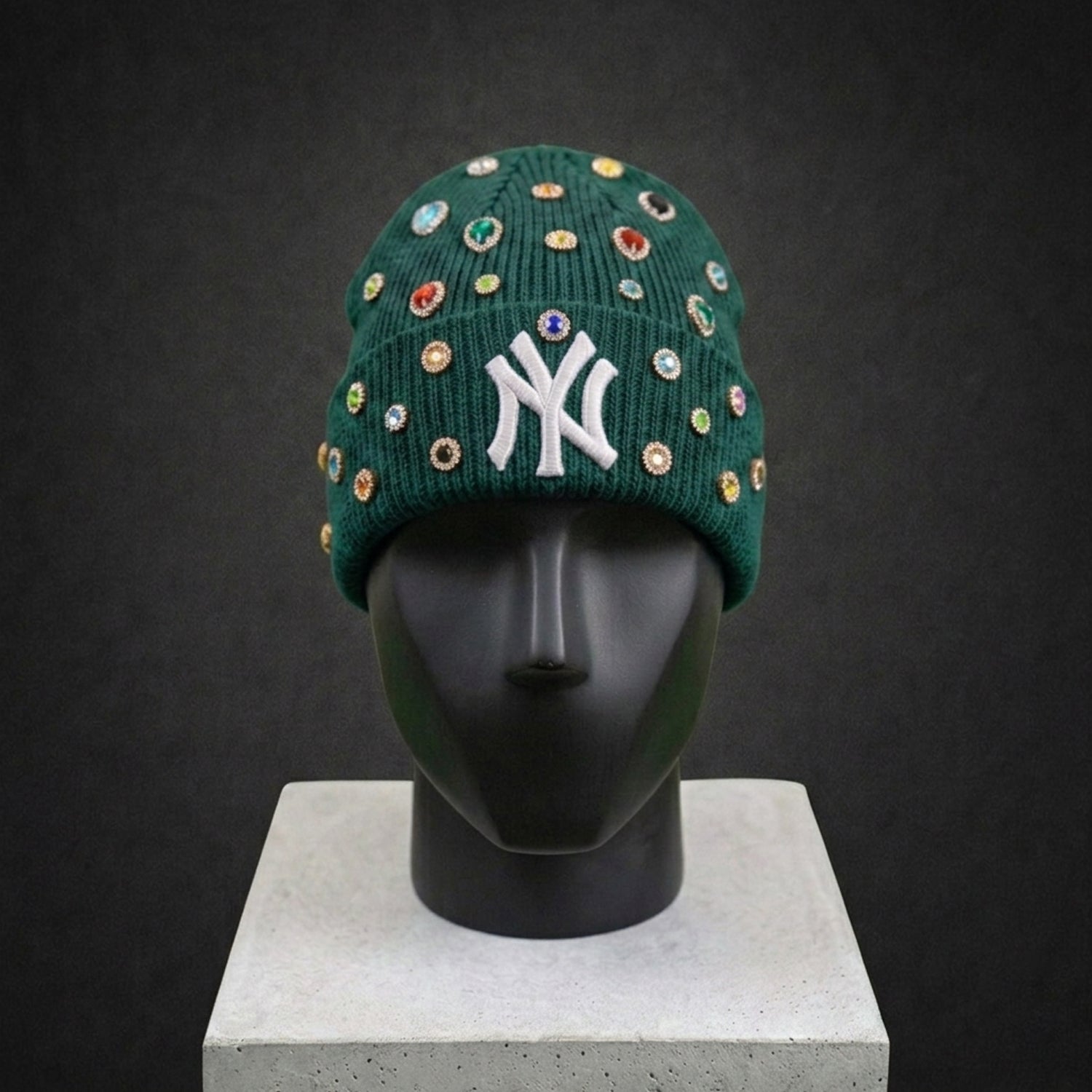 New York Yankees Rhinestone Green Beanie Cap