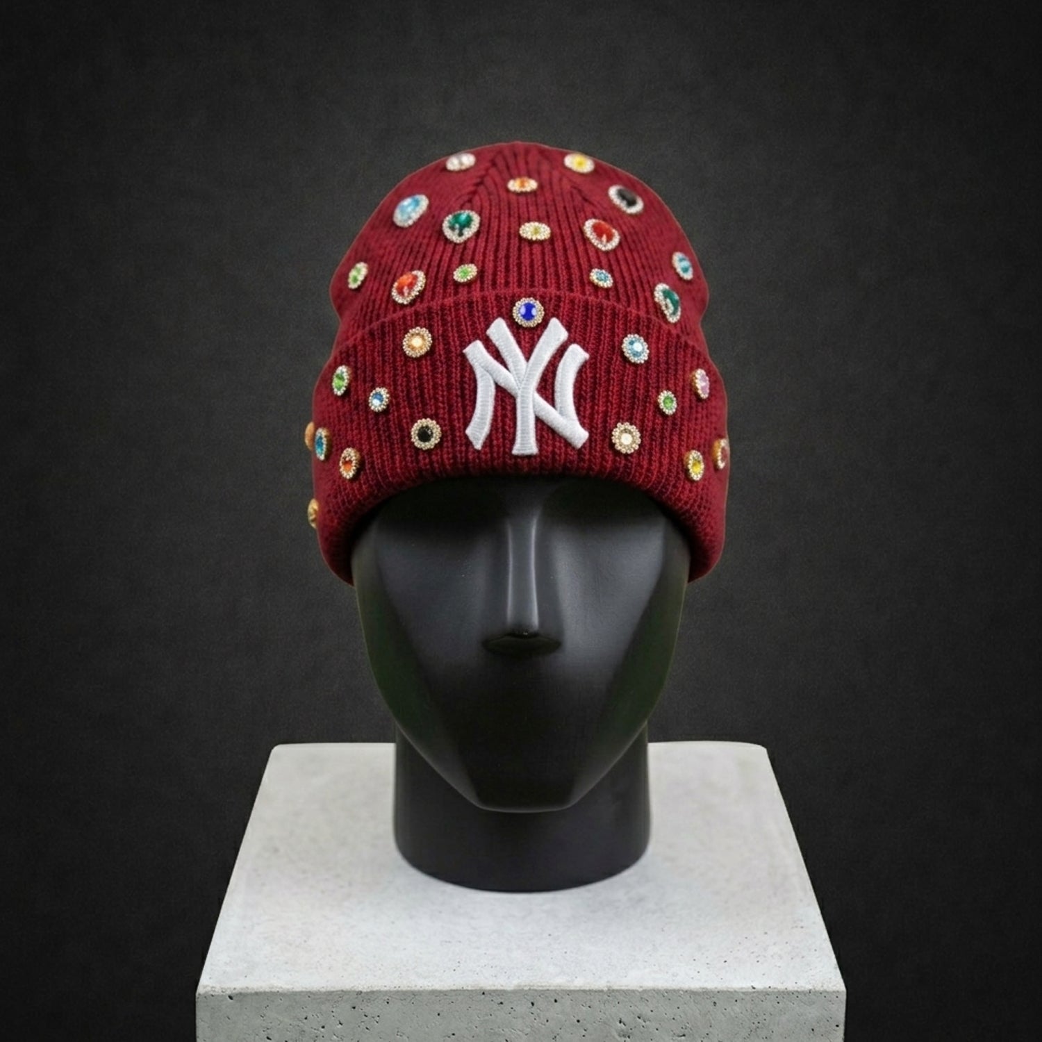 New York Yankees Rhinestone Red Beanie Cap