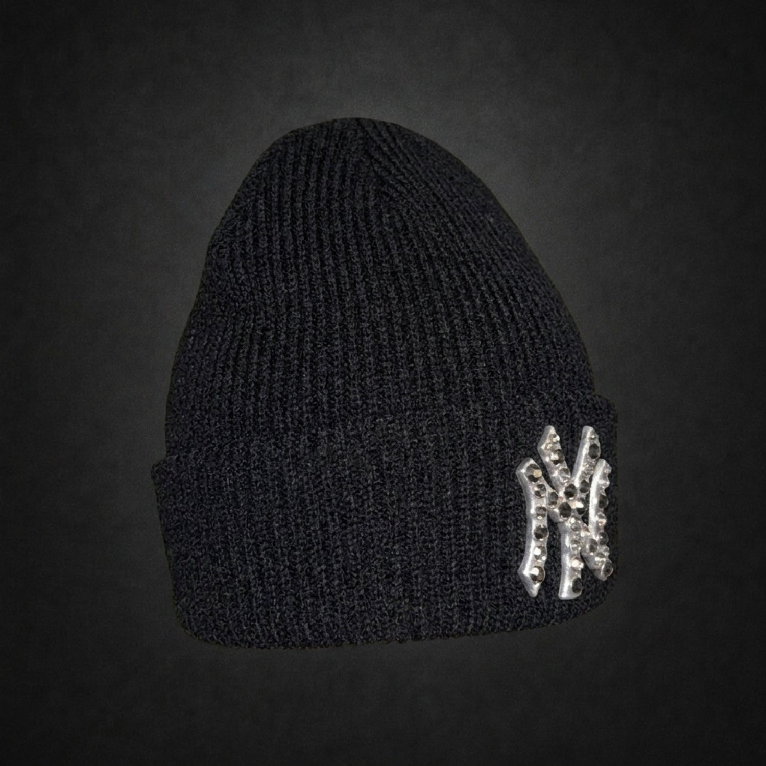 New York Yankees Rhinestone Black Beanie Cap