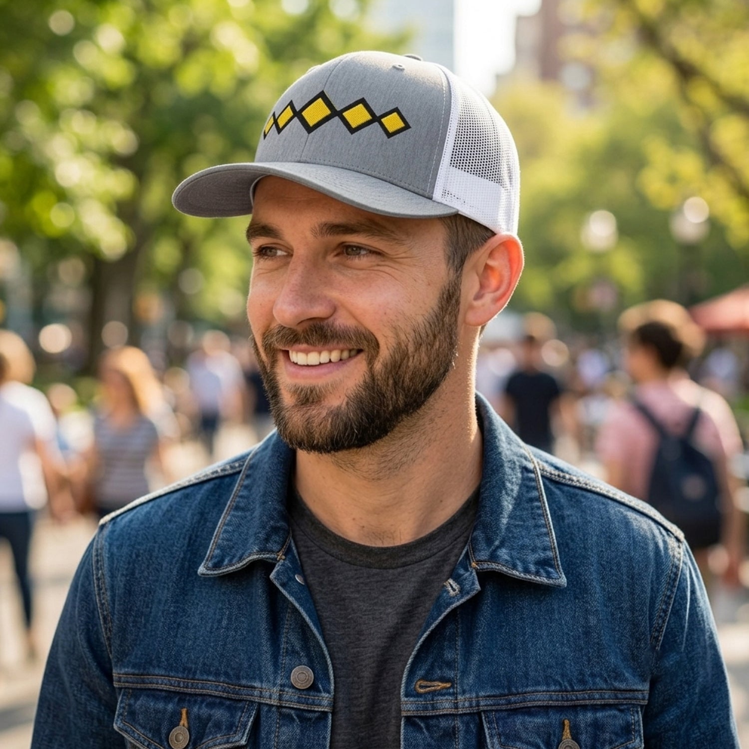 Custom Trucker Cap – Gray & White Mesh Snapback Hat | Kepi Caps