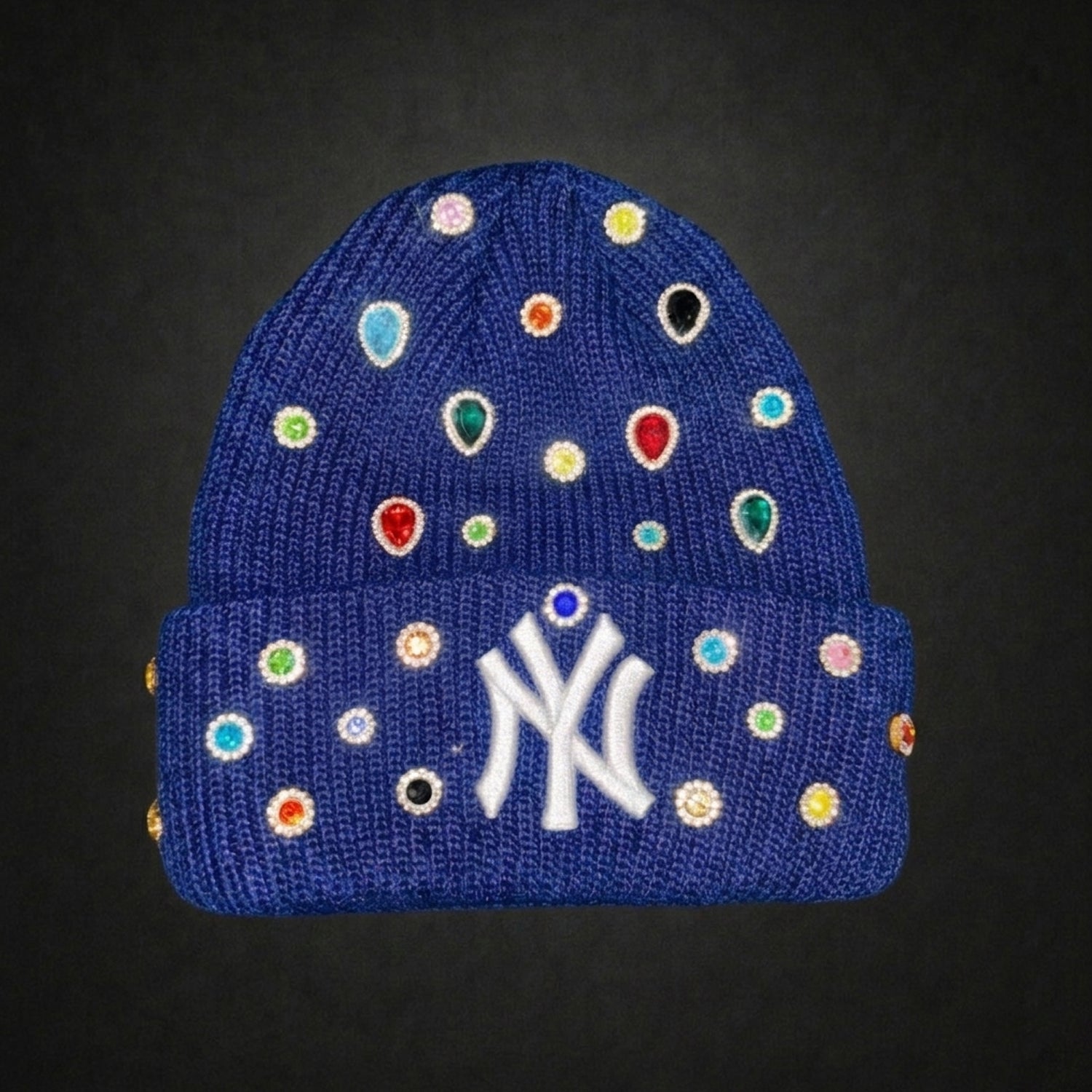 New York Yankees Rhinestone Blue Beanie Cap