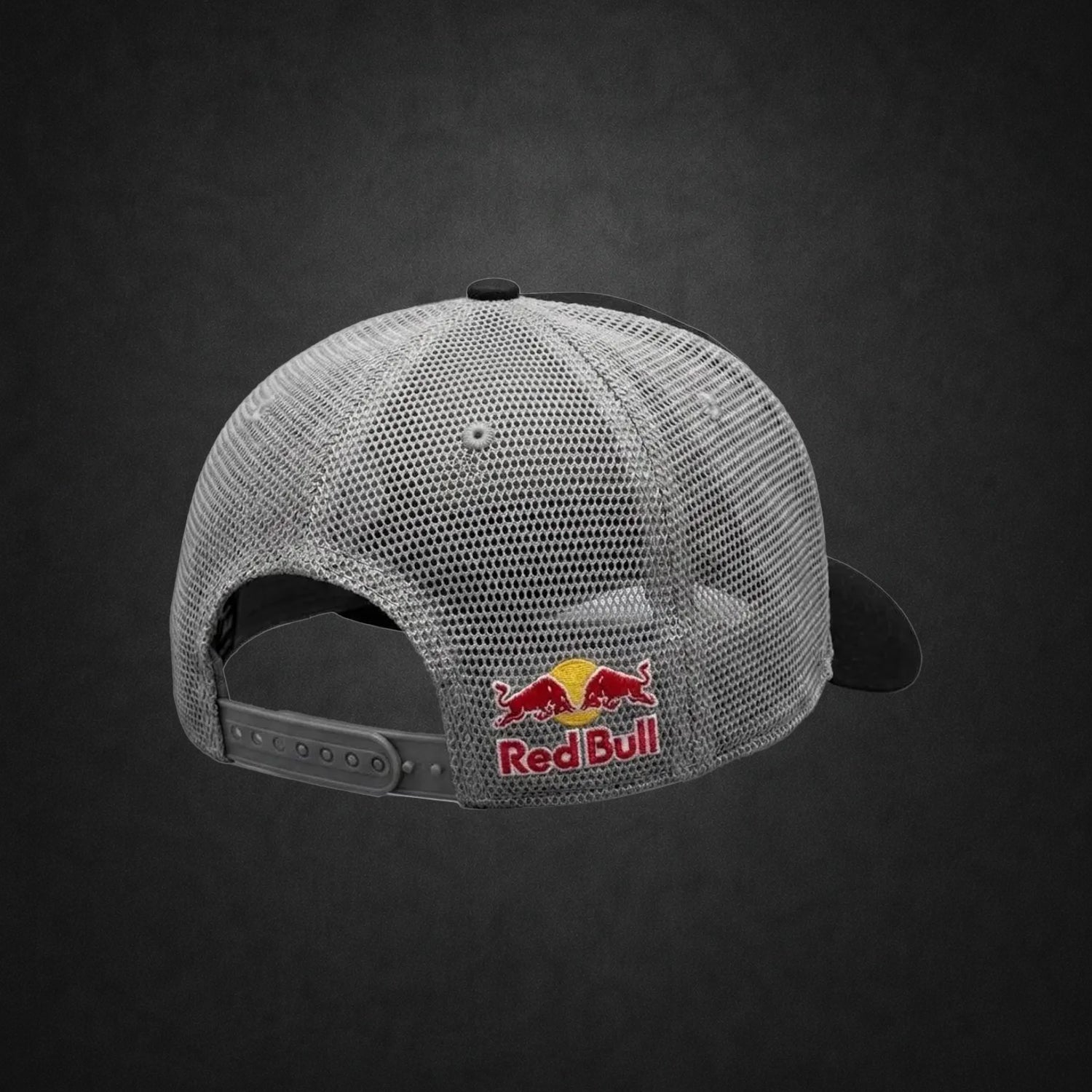 Red Bull Black and grey Racing Trucker Hat – Embroidered Mesh Cap