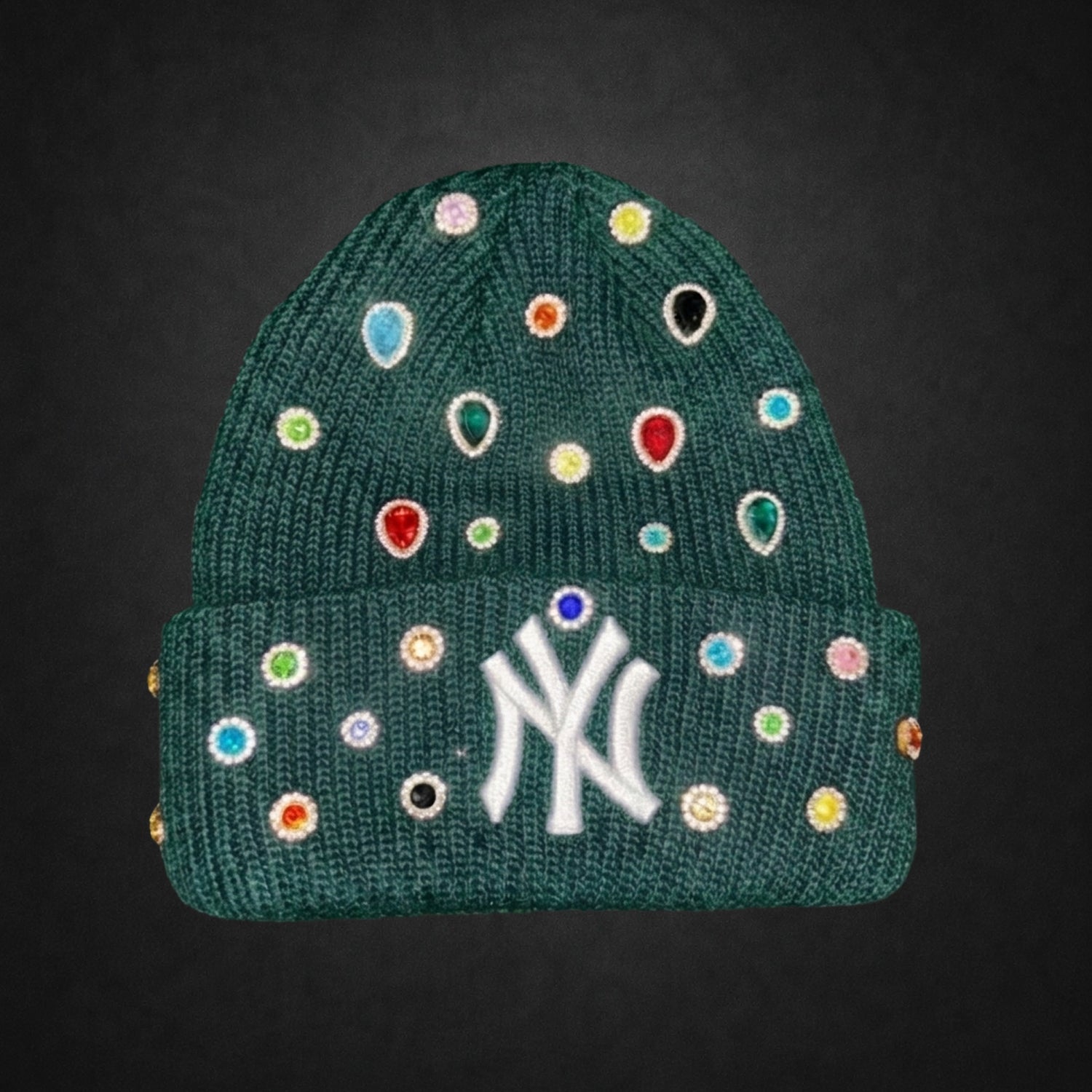 New York Yankees Rhinestone Green Beanie Cap