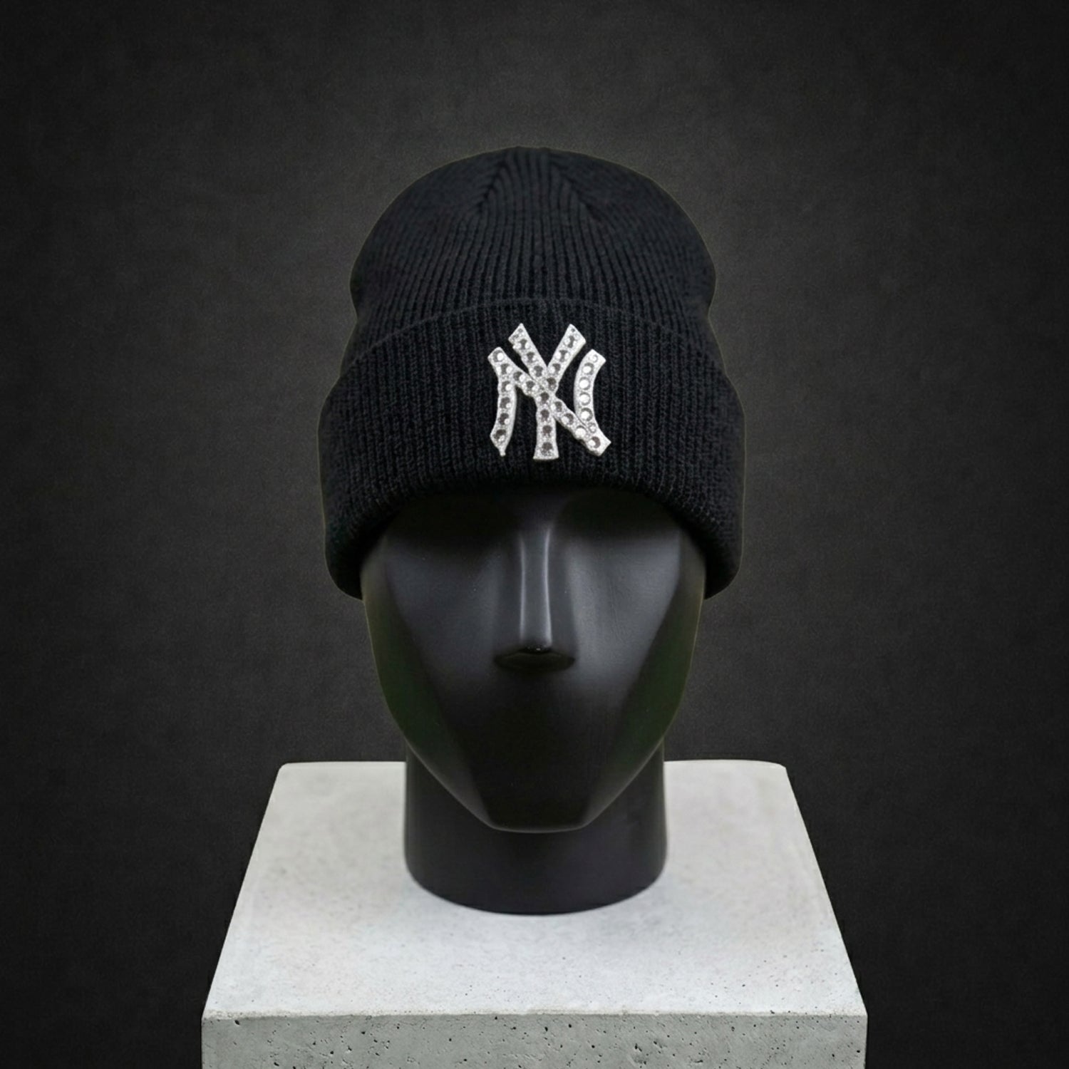 New York Yankees Rhinestone Black Beanie Cap