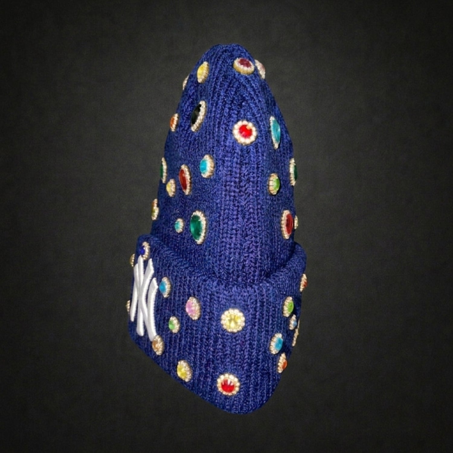 New York Yankees Rhinestone Blue Beanie Cap