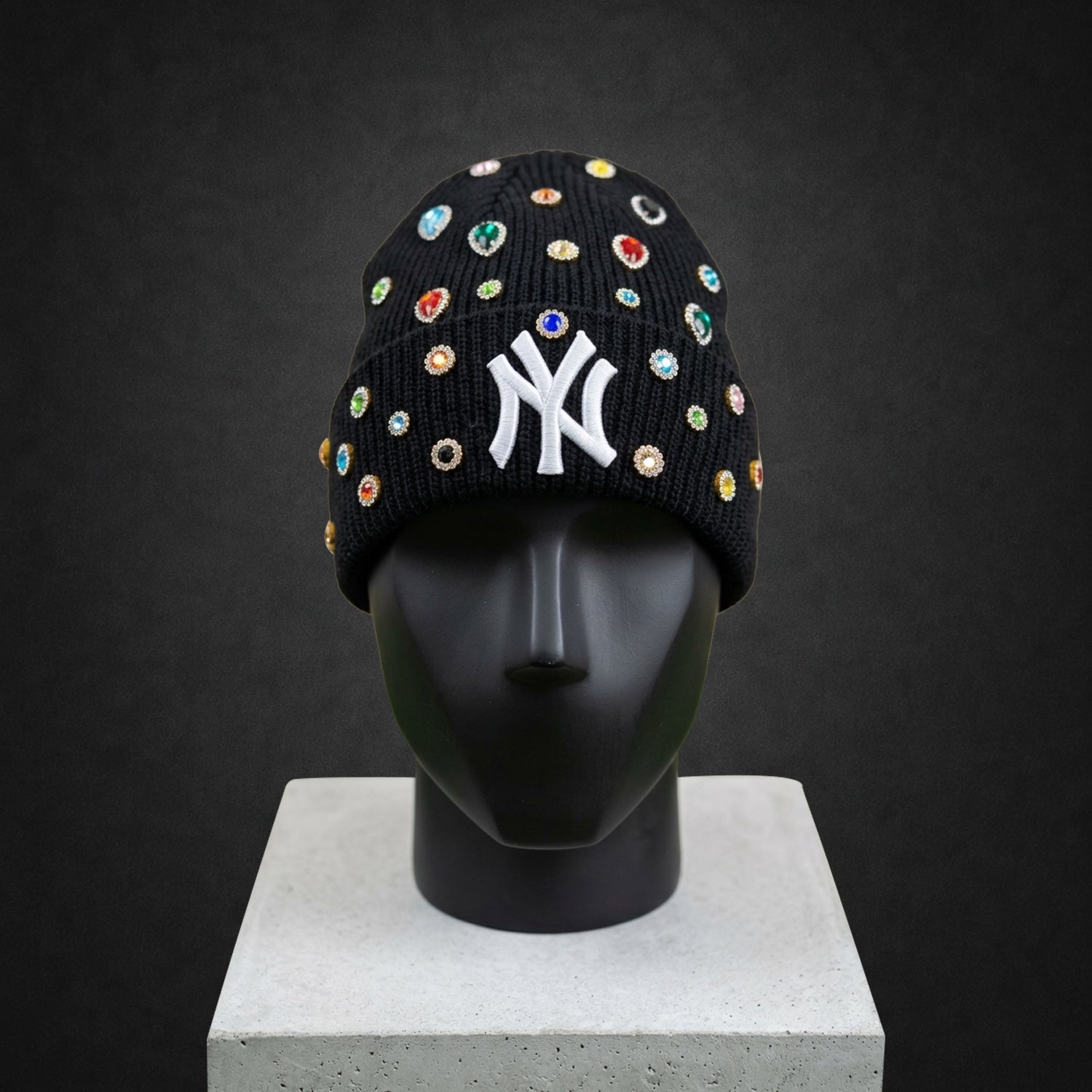 New York Yankees Rhinestone Black Beanie Cap