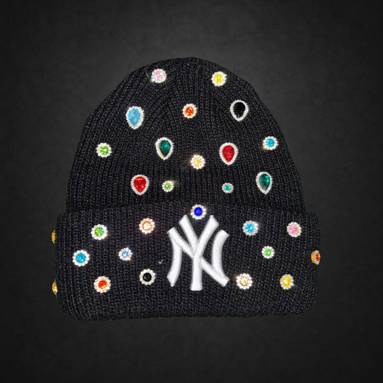 New York Yankees Rhinestone Black Beanie Cap