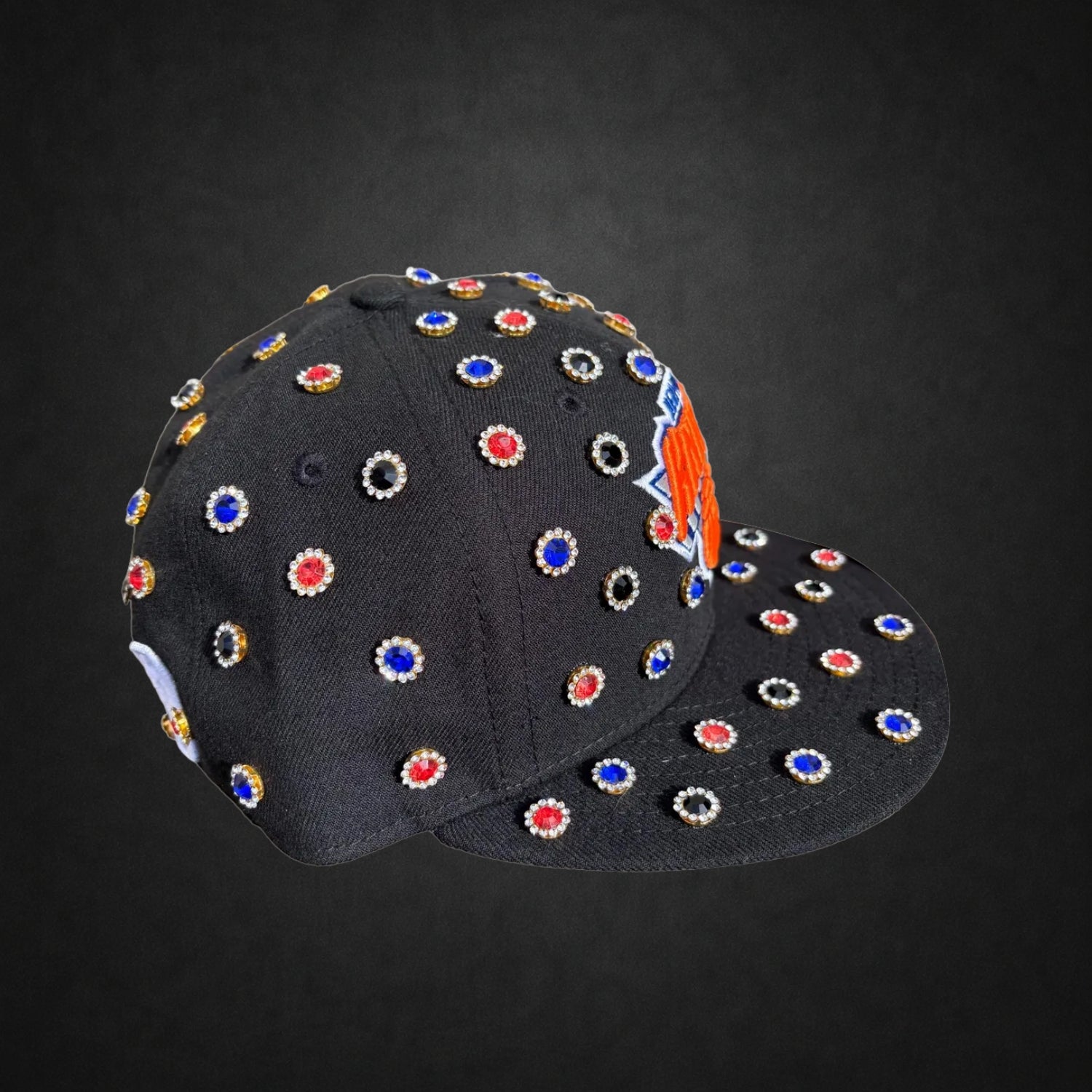 New York Knicks Iced Out New Era Fitted Hat with Multicolor Rhinestones