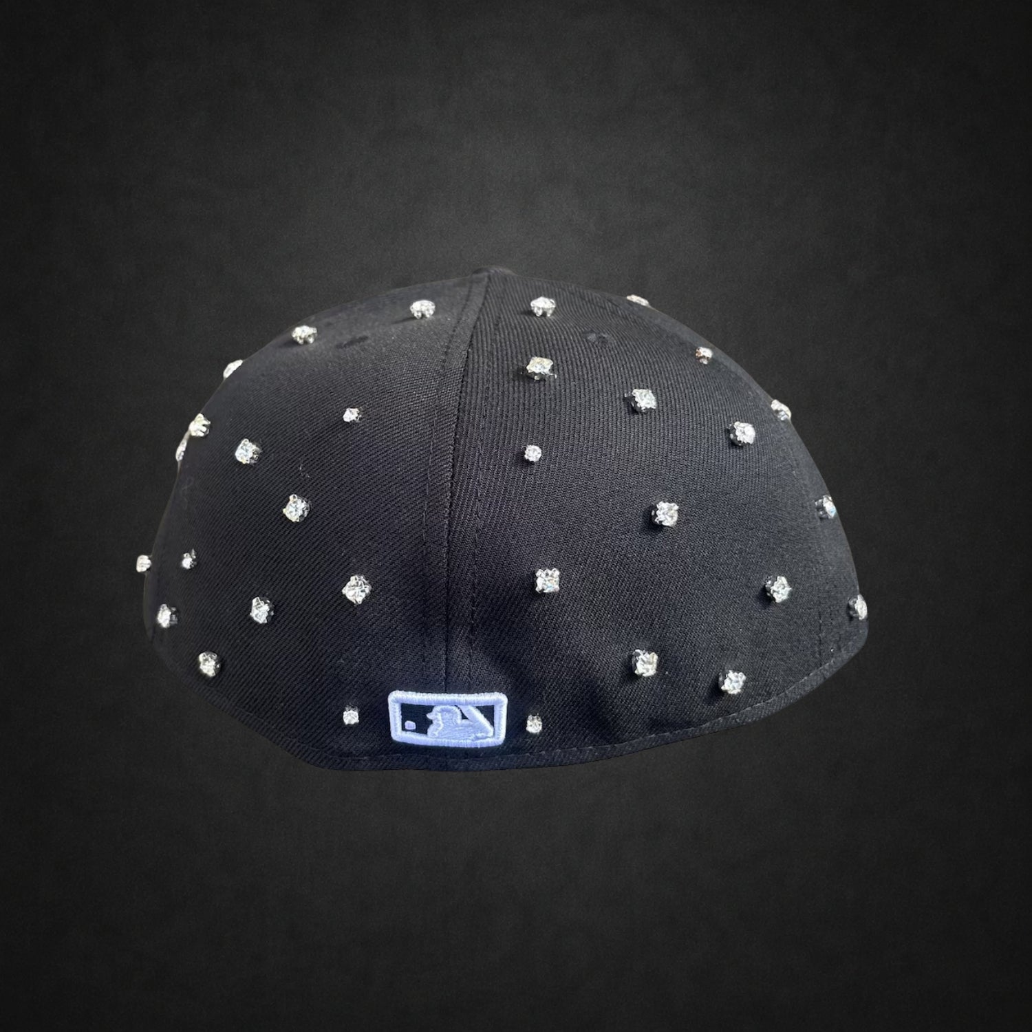 New York Yankees Iced Out New Era Fitted Black Hat with Rhinestones