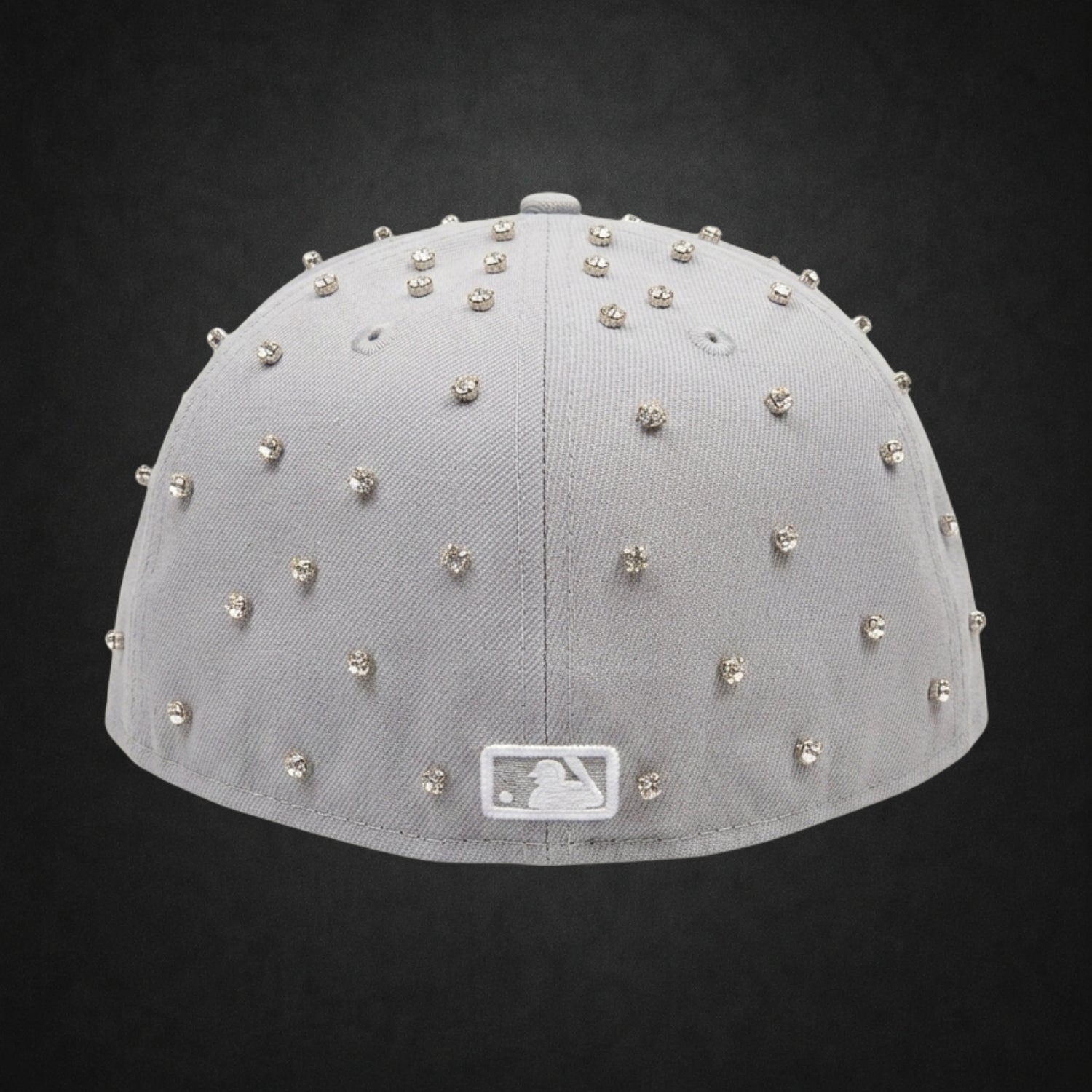 New York Yankees Iced Out New Era Fitted Grey Hat with Rhinestones